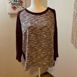 Old Navy Large burgundy/ cream thin stretchy, long sleeve.